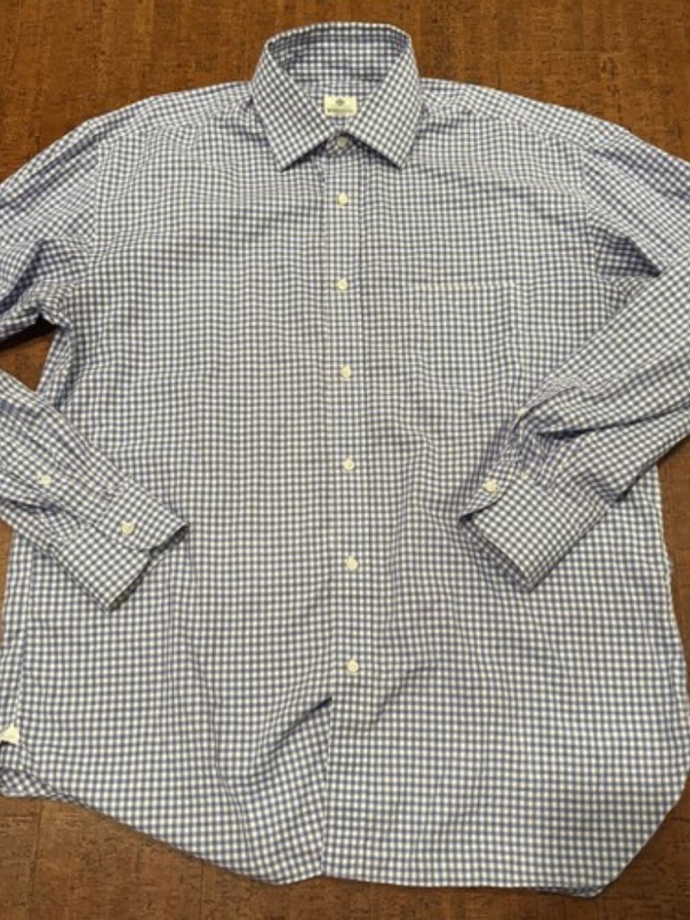 Luigi Borrelli Napoli Men’s 16.5 42 Blue Gingham Check Long Sleeve Dress Shirt